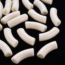 Honeyhandy Opaque Acrylic Beads, Curved Tube, Old Lace, 36x13.5x11.5mm, Hole: 4mm, about 133pcs/500g