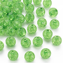 Honeyhandy Transparent Crackle Acrylic Beads, Round, Green, 10x9mm, Hole: 2mm, about 940pcs/500g.