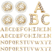 Olycraft Alloy Rhinestone Cabochon, Nail Art Decoration Accessories, Letter A~Z, Alphabet, Letter A~Z, 5~6.1x4.4~8x1.5mm, 26pcs/set, 4sets