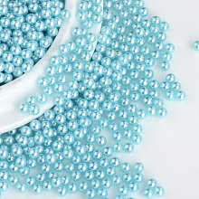 Honeyhandy Imitation Pearl Acrylic Beads, No Hole, Round, Pale Turquoise, 1.5~2mm, about 10000pcs/bag