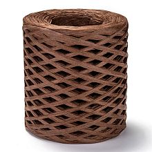 Honeyhandy Raffia Ribbon, Packing Paper String, for Gift Wrapping, Party Decor, Craft Weaving, Saddle Brown, 3~4mm, about 200m/roll