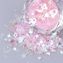 Honeyhandy Ornament Accessories, PVC Plastic Paillette/Sequins Beads, Mixed Shapes, Pink, 1.5~6.5x1.5~7x0.4mm