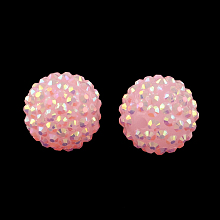 Honeyhandy AB-Color Resin Rhinestone Beads, with Acrylic Round Beads Inside, for Bubblegum Jewelry, Pink, 14x12mm, Hole: 2~2.5mm