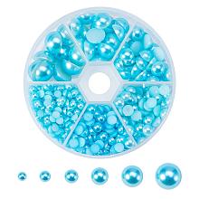 ARRICRAFT 1 Box Pale Turquoise Mixed Sizes Flat back Pearl Cabochon, about 690pcs/box