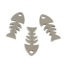 NBEADS 200pcs Stainless Steel Fishbone Pendants Charms Pendants 18x8mm for Crafting Jewelry Making Accessory