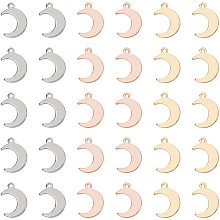 UNICRAFTALE About 120pcs 3 Colors Crescent Moon Pendants Stainless Steel Charms 1mm Hole Pendant Double Horn Metal Charm for DIY Jewelry Making