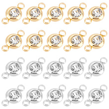 UNICRAFTALE 20pcs 2 Colors Glass Connector Charms 12x6.5mm Stainless Steel Crystal Rhinestone Link Charms Flat Round Diamond Connectors Linking Charm for Jewelry Making