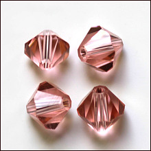 Honeyhandy Imitation Austrian Crystal Beads, Grade AAA, Faceted, Bicone, Flamingo, 4.55x5mm, Hole: 0.7~0.9mm