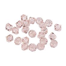 ARRICRAFT 50pcs Imitation Austrian Crystal Glass Beads Faceted Round Bicone Clear Grade AAA Beads for Jewelry Craft Making 6mm Hole: 1mm Flamingo Color