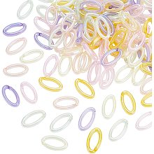 Pandahall Elite 120pcs 6 Colors Acrylic Open Linking Rings, Frosted Transparent Quick Link Connectors Curb Chains Rings for Summer Earring Necklace Jewelry Craft Making Eyeglass Purse Shoe Chain