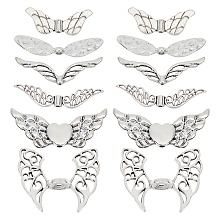 SUNNYCLUE 1 Box 36Pcs 6 Style Wing Bead Angel Wing Charms Bulk Guardian Angel Wings Fairy Beads Lucky Tibet Style Alloy Wing Charm for Jewelry Making Charms Women DIY Craft Bracelet Necklace Earrings