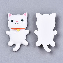 Honeyhandy Resin Cabochons, Cat, White, 37x21x6mm