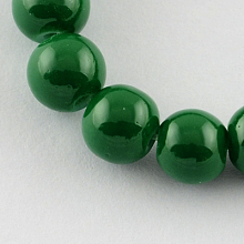 Honeyhandy Painted Glass Beads Strands, Baking Paint, Round, Dark Green, 6mm, Hole: 1.3~1.6mm, about 133pcs/strand, 31.4 inch