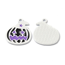 Honeyhandy Alloy Enamel Pendants, for Halloween, Pumpkin, White, 23x20x1.3mm, Hole: 1.8mm