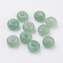 Honeyhandy Natural Green Aventurine European Beads, Large Hole Beads, Rondelle, 14x7~8mm, Hole: 6mm