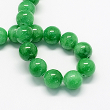 Honeyhandy Natural Dyed Yellow Jade Gemstone Bead Strands, Round, Green, 6mm, Hole: 1mm, about 66pcs/strand, 15.7 inch