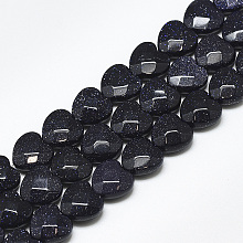 Honeyhandy Synthetic Blue Goldstone Beads Strands, Faceted, Heart, 10x10x5mm, Hole: 1.2mm, about 20pcs/strand, 7.4 inch