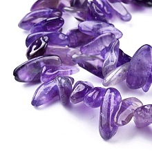 Honeyhandy Natural Amethyst Chips Beads Strands, 12~22x5~7mm, Hole: 1mm, about 95~100pcs/strand, 16 inch