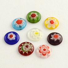 ARRICRAFT Handmade Millefiori Glass Cabochons, Half Round/Dome, Mixed Color, 10x3mm