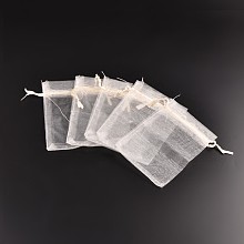 Honeyhandy Organza Bags, with Ribbons, PapayaWhip, 9x7cm