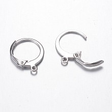 Honeyhandy 304 Stainless Steel Leverback Earring Findings, with Loop, Stainless Steel Color, 14.5x12x2mm, Hole: 1mm, Pin: 0.7mm