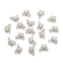 Honeyhandy 304 Stainless Steel Insect Charm Butterfly Pendants, Stainless Steel Color, 11x9x1mm, Hole: 1mm