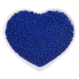 Ornaland Glass Seed Beads, Grade A, Baking Varnish, Opaque Colours, Round, Midnight Blue, 2x1.5mm, Hole: 0.7mm; about 11200pcs/bag