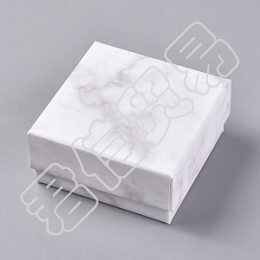 Honeyhandy Square Kraft Cardboard Jewelry Boxes, Marble Pattern Necklace Pendant Boxes, for Jewelry, White, 7.5x7.5x3.55cm