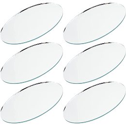 OLYCRAFT 6Pcs 5x3 Inch Mini Oval Mirror Glass 3mm Small Oval Mirror Oval Glass Table Top Craft Mirror Oval Glass Mirror for Display Figurines, Souvenirs, DIY Craft Projects