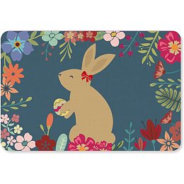 SUPERFINDINGS 23.6"x15.7" Indoor Doormat, Anti Slip, Durable & Waterproof Linen and Rubber Ground Mat for Front Door Inside Dirt Trapper Mats Shoes Scraper, with Rabbit Pattern