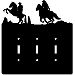 CREATCABIN Cowboys Wall Plate 3 Gang Toggle Light Switch Plate with Screws Unbreakable Wall Plate Faceplate Outlet Cover Replacement Receptacle Decorative Wall Art Signs Black 7.9 x 8.2inch