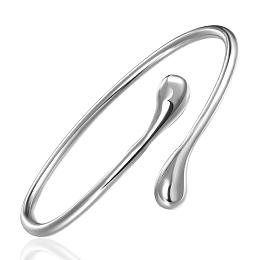 Honeyhandy Romantic Brass Bangles For Women, Silver Color Plated, 65mm