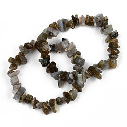 Honeyhandy Unisex Chip Natural Labradorite Beaded Stretch Bracelets, Inner Diameter: 1-3/4~2 inch(4.5~5cm)