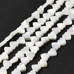 Honeyhandy Natural Trochid Shell/Trochus Shell Beads Strands, Heart, Seashell Color, 6.5x6x2.5mm, Hole: 0.9mm, about 62pcs/strand, 14.80''(37.6cm)