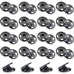 UNICRAFTALE 20 Sets Stainless Steel Sew-on Snap Buttons Garment Buttons Electrophoresis Black Snap Fastener Buttons for Jewelry Making Hollow Round Metal Sewing Accessories for Sewing Crafts