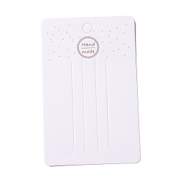 Honeyhandy Paper Hair Clip Display Cards, Rectangle with Word Handmade, White, 11x7x0.03cm, Hole: 8mm
