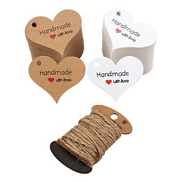 Honeyhandy 200Pcs 2 Colors Heart Paper Gift Hang Tags, Price Tags, For Arts and Crafts, Mixed Color, 32x39x0.4mm, Hole: 4mm, 100pcs/color