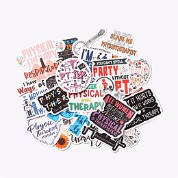 Honeyhandy World Physiotherapy Day Theme Waterproof Self Adhesive Paper Stickers, for Suitcase, Skateboard, Refrigerator, Helmet, Mobile Phone Shell, Word, 30~72x34~75x0.2mm, about 50pcs/bag