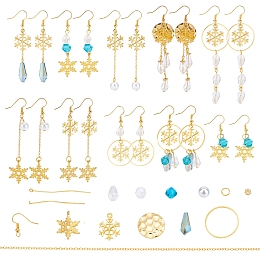 SUNNYCLUE DIY Dangle Earring Kits, Including Alloy Pendants, Glass Beads, Acrylic Beads, 304 Stainless Steel Pendants, Brass Cable Chains & Linking Rings & Jump Rings & Pins & Earring Hooks, Golden, 23x17.5mm, Hole: 1.5mm