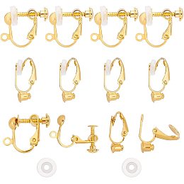 SUNNYCLUE 1 Box 12Pcs 2 Style Clip-on Earring Findings Stud Clip On Earring Converter Clip On Dangle Earring Post Ear Clips Brass Earring Converter Plastic Earring Back Pads Earrings Making Supplies