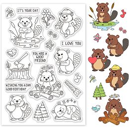 GLOBLELAND Beaver Silicone Clear Stamps Animals Transparent Stamps for Birthday Valentine's Day Party Cards Making DIY Scrapbooking Photo Album Decoration Paper Craft