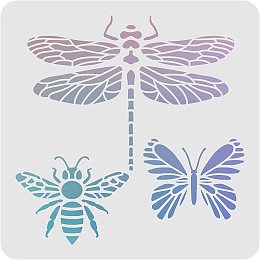 FINGERINSPIRE Dragonfly Bee Butterfly Stencils 11.8x11.8inch Plastic Drawing Painting Stencils Templates Sets for Painting, Baking, Crafts, Walls, Furniture