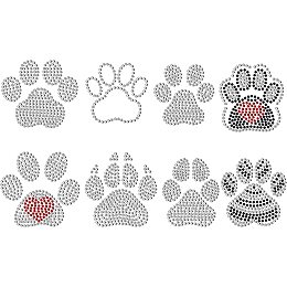 SUPERDANT Dog Paw Rhinestone Iron on Transfers Bling Patch Cat Paw Clear Crystal Rhinestone Template for Clothes Bags Pants Animal Paw DIY Transfer Iron On Decals for T Shirts Hoodie Sweatshirt