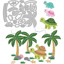 GLOBLELAND 1Sheet Metal Coconut Tree Cut Dies Turtle Shell Embossing Template Mould Summer Beach Die Cuts for Card Scrapbooking and Die Sets for Card DIY Craft