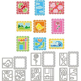 GLOBLELAND Abstract Stamp Frame Metal Die Cuts Postage Cut Dies Metal Stencils for Card Making Embossing Tool Stencil Scrapbooking DIY Etched Craft Dies Album Card Making Decor Craft