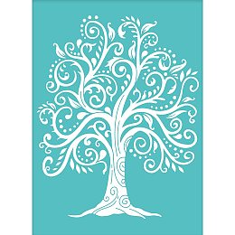 OLYCRAFT 2pcs Self-Adhesive Silk Screen Printing Stencils Fancy Tree Pattern Mesh Transfers Stencil Reusable Silkscreen Stencil for Printing on Wood T-Shirts Canvas Fabric - 19.5cmx14/7.7x5.5inch