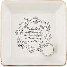 SUPERDANT Porcelain Ring Holder Jewelry Tray Mother Theme Jewelry Dish Jewelry Organizer Key Bowl Trinket Dish for Rings Necklaces Storage, Women Gift, 4.1"x4.1"