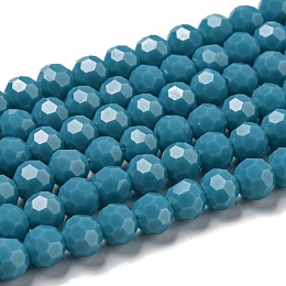 Imitation Porcelain Glass Beads Stands, Faceted, Round, Steel Blue, 6mm, Hole: 1mm, about 98pcs/strand, 20.47''(52cm)