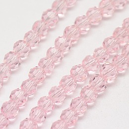 Honeyhandy Glass Beads Strands, Faceted(32 Facets), Round, Misty Rose, 6mm, Hole: 1.2mm, about 88~91pcs/strand, 19.49 inch~20.08 inch(49.5~51cm)