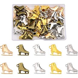 SUPERFINDINGS 50Pcs 5 Colors Ice Skates Charms Skating Shoes Pendants Tibetan Alloy Vintage Skates Shape Pendants for DIY Necklace Bracelet Craft Supplies